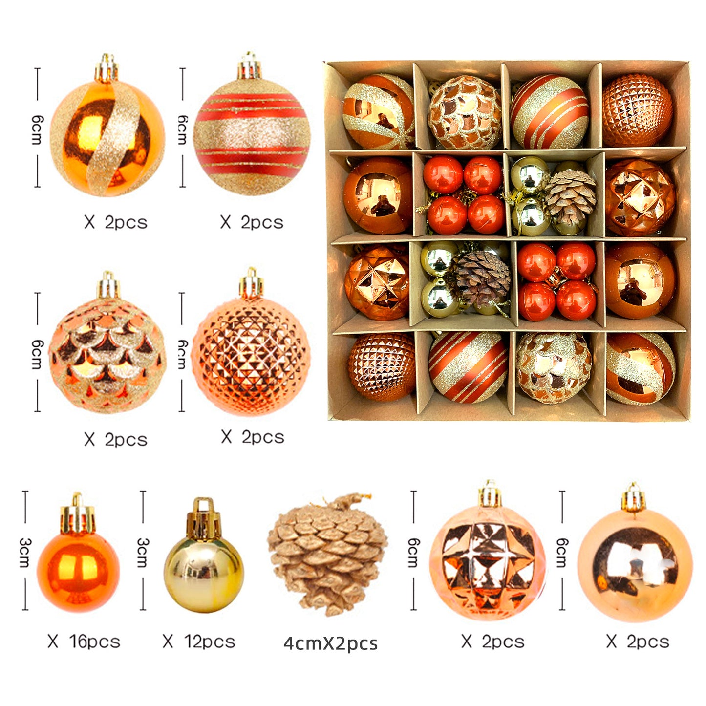 Christmas decoration 6cm electroplated ball plastic ball special-shaped painted Christmas ball gift Christmas tree pendant