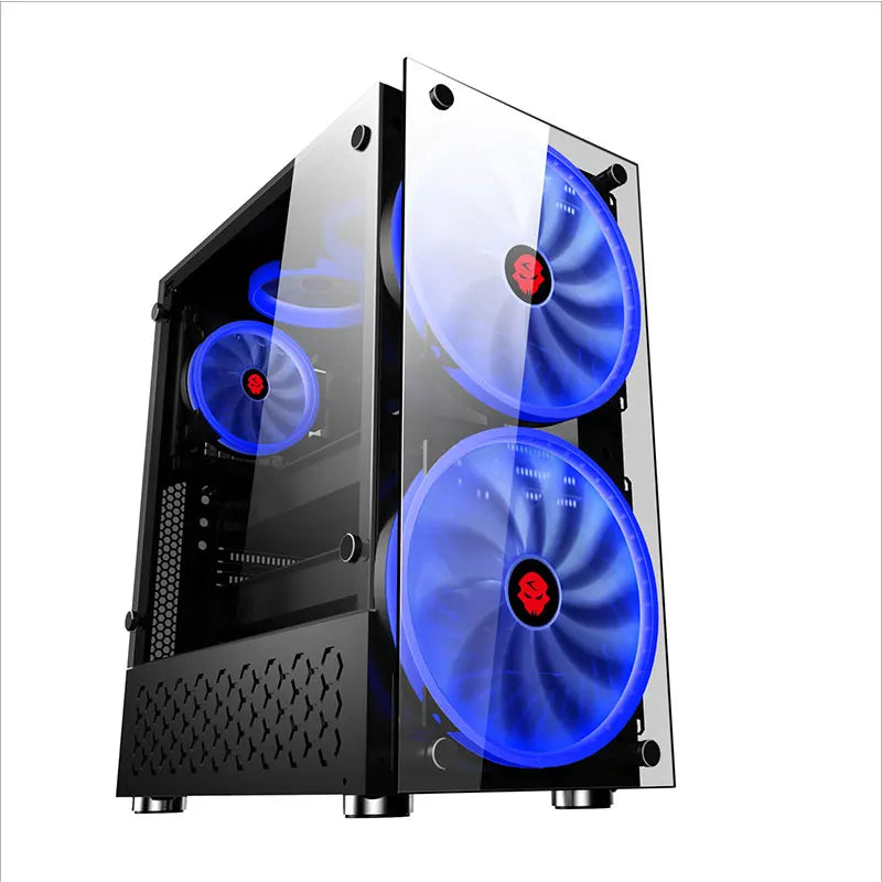 Desktop Computer Game Case RGB Colorful DIY Tempered Glass Water-Cooled Gaming Internet Cafes  Dustproof With 20cm Large Fan