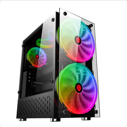 Desktop Computer Game Case RGB Colorful DIY Tempered Glass Water-Cooled Gaming Internet Cafes  Dustproof With 20cm Large Fan