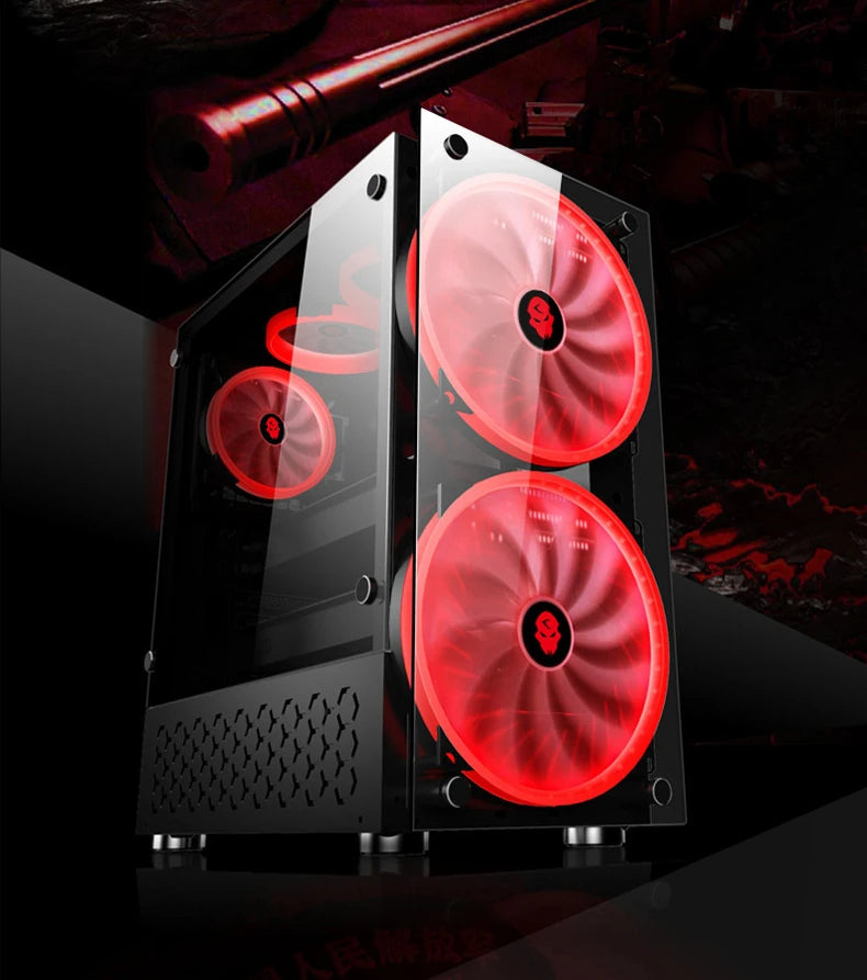 Desktop Computer Game Case RGB Colorful DIY Tempered Glass Water-Cooled Gaming Internet Cafes  Dustproof With 20cm Large Fan