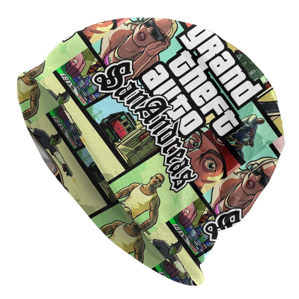 Custom Unisex Bonnet Winter Warm Knit Hat Grand Theft Auto San Andreas Hip Hop Beanies Caps Adult GTA Video Game Beanie Hats Cap