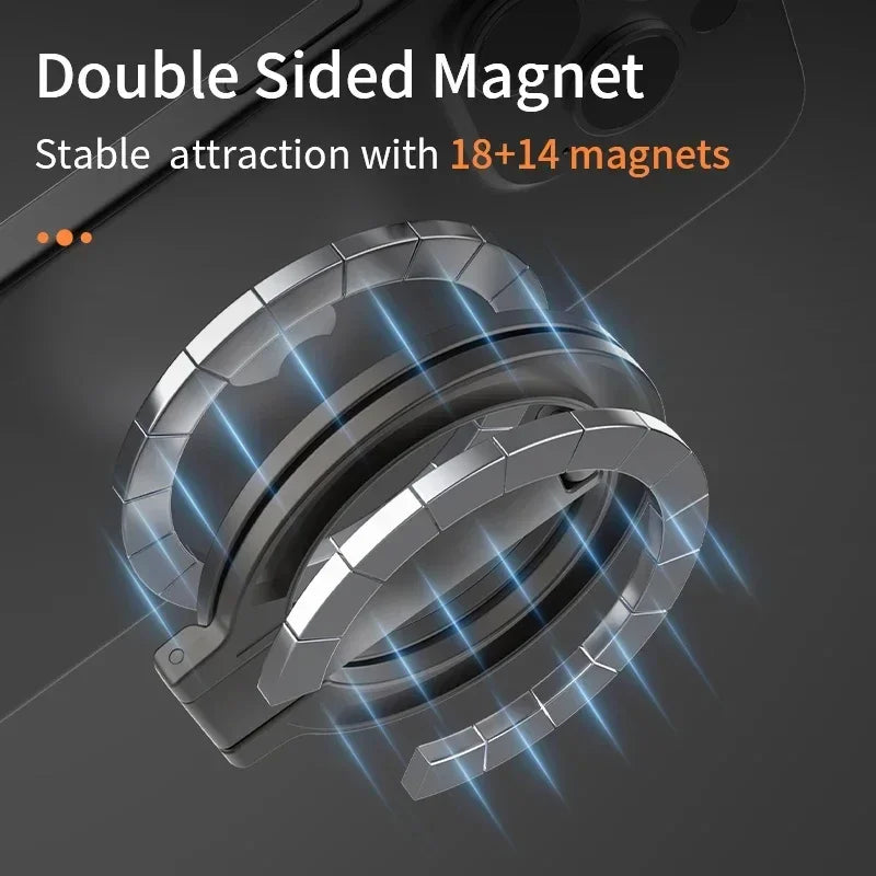 Foldable Double-Sided Magnetic Phone Ring Holder for MagSafe Kickstand Magnet Grip for iPhone 16 15 14 Huawei Phone Stand Holder