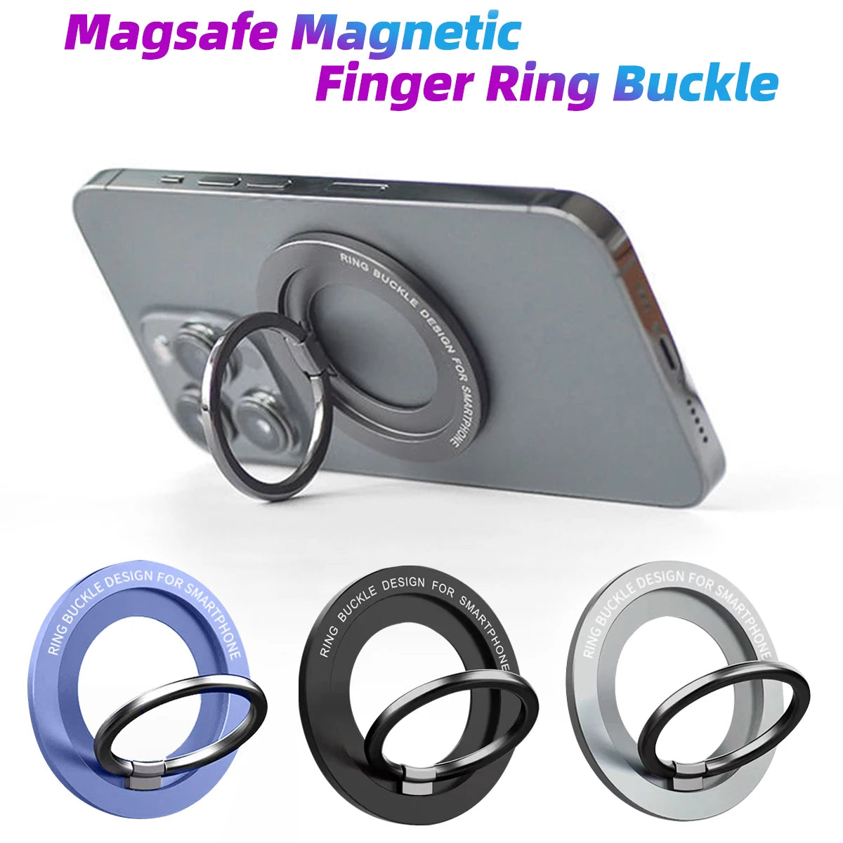 ANMONE Magnetic Cell Phone Ring Holder Compatible with iPhone 12 13 14 Series For MagSafe Removable Cell Phone Grip Kickstand